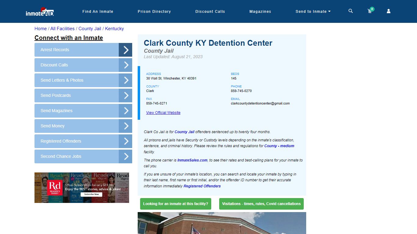 Clark County KY Detention Center - Inmate Locator - Winchester, KY